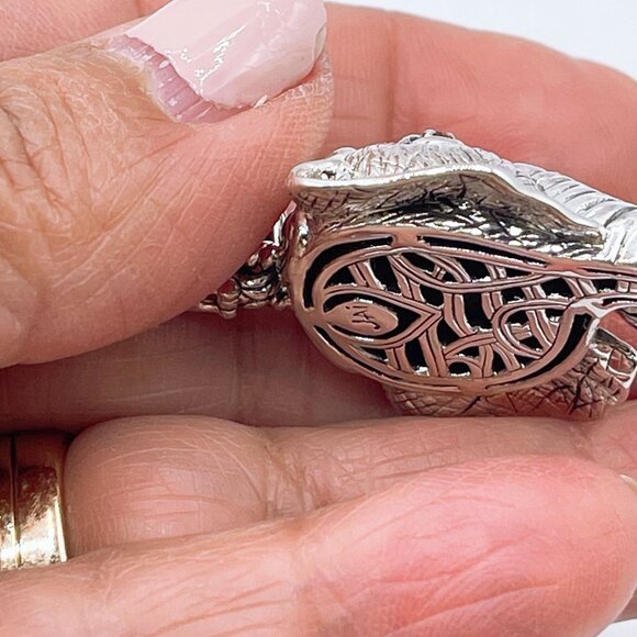 John Hardy (Jai) Sterling Silver & 14K Gold Elephant Pendant With Garnet Eyes In - Picture 7 of 7